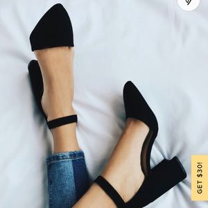 Ellarose Black Suede Ankle Strap Heels - 9 - *new*
